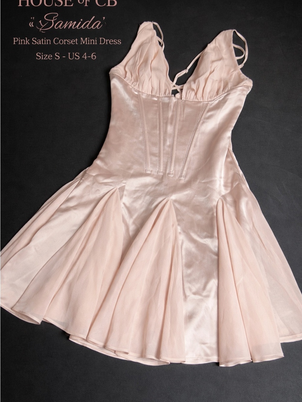 House of CB Satin Corset Mini Dress Champagne/Blush